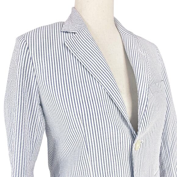 BROOKS BROTHERS Seersucker 2-Button Blazer Size 12 *runs 1-2 sizes small* - Picture 2 of 8
